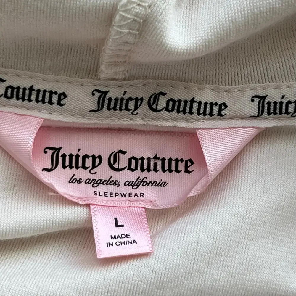 Juicy couture ivory cropped hoodie Y2K lightweight Athliesure velour size large - Picture 8 of 8